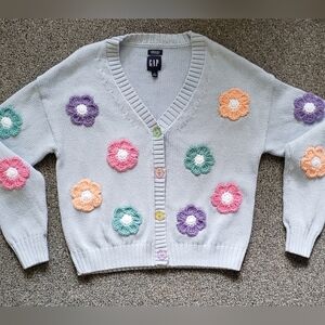 Up-cycled by me Powder Blue Flower Gap button up sweater